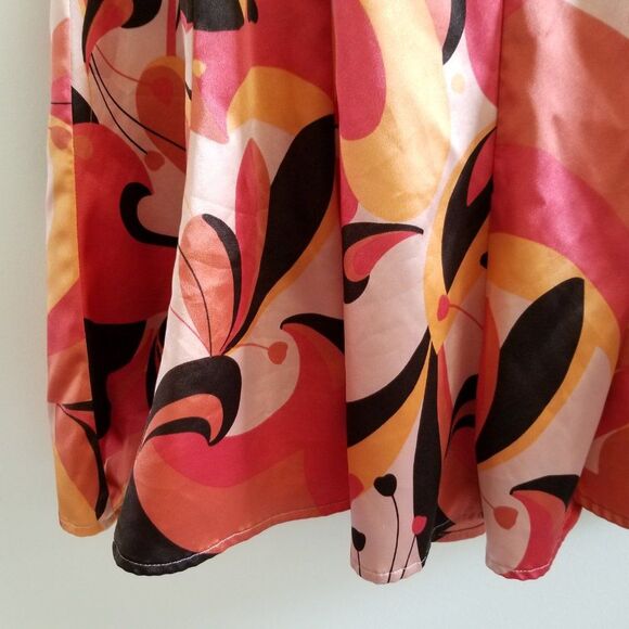 Apt. 9 Stretch Silk-Look Fully Lined Skirt Size 6 Peach and Brown - Beautiful! - Picture 6 of 16